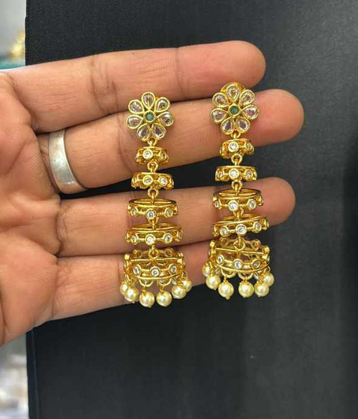 Gold finish AD Stone Dangler Earrings