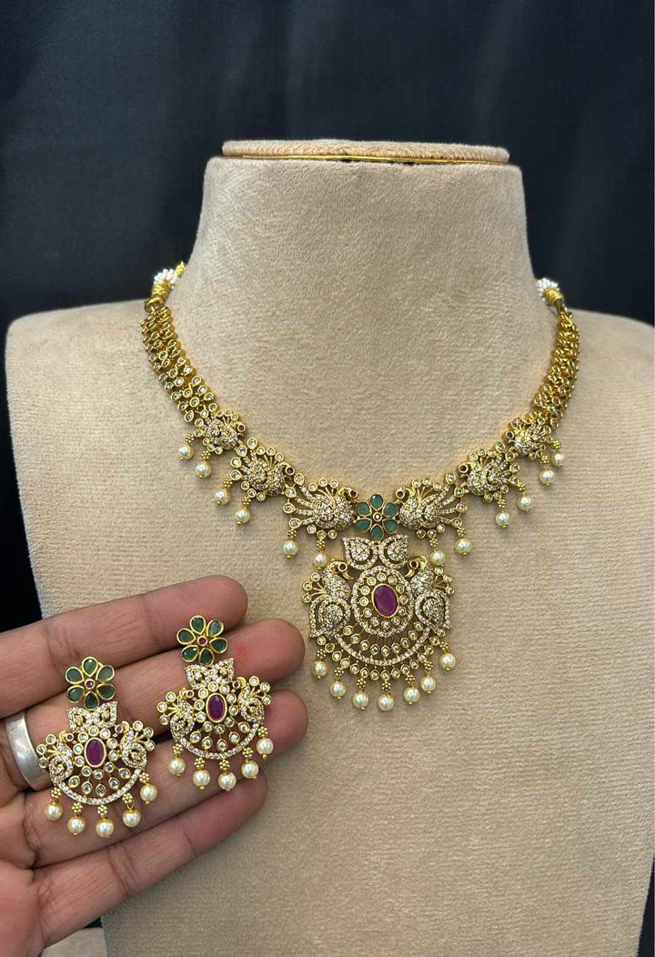 Matt Finish AD Stone Necklace Set