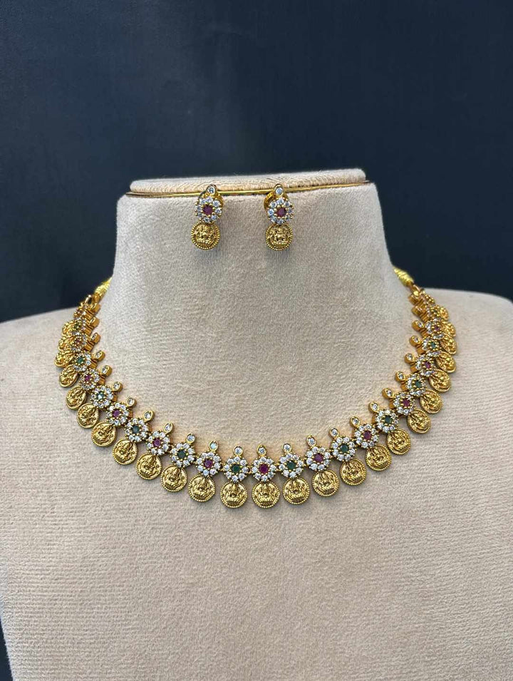 Matt Finish AD Stone Necklace Set