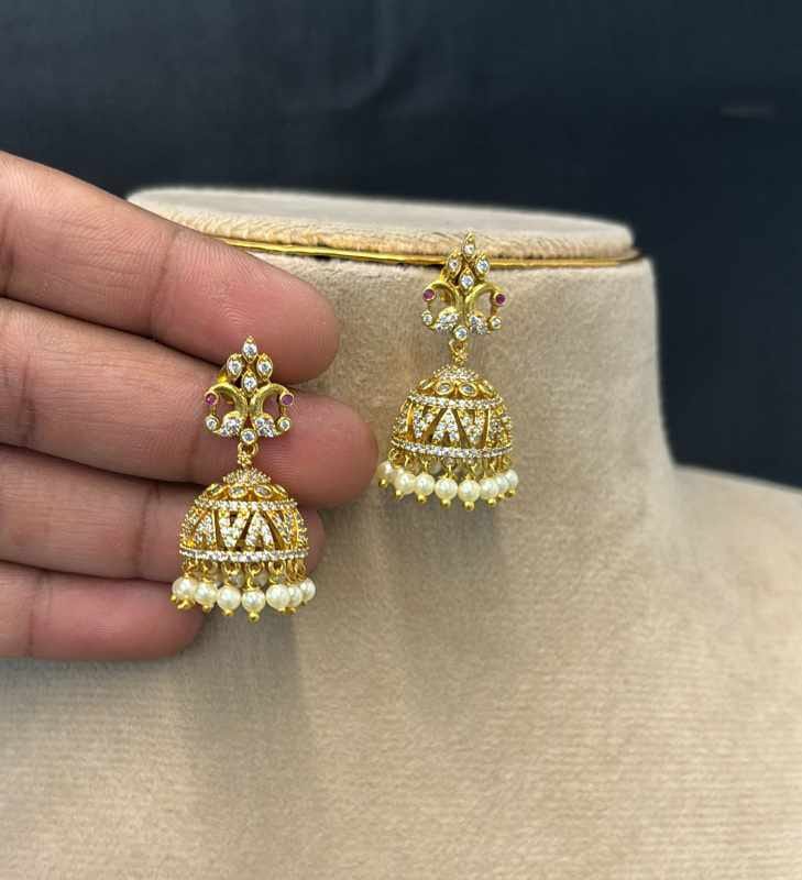 matt-finish-ad-stone-jhumka-earrings