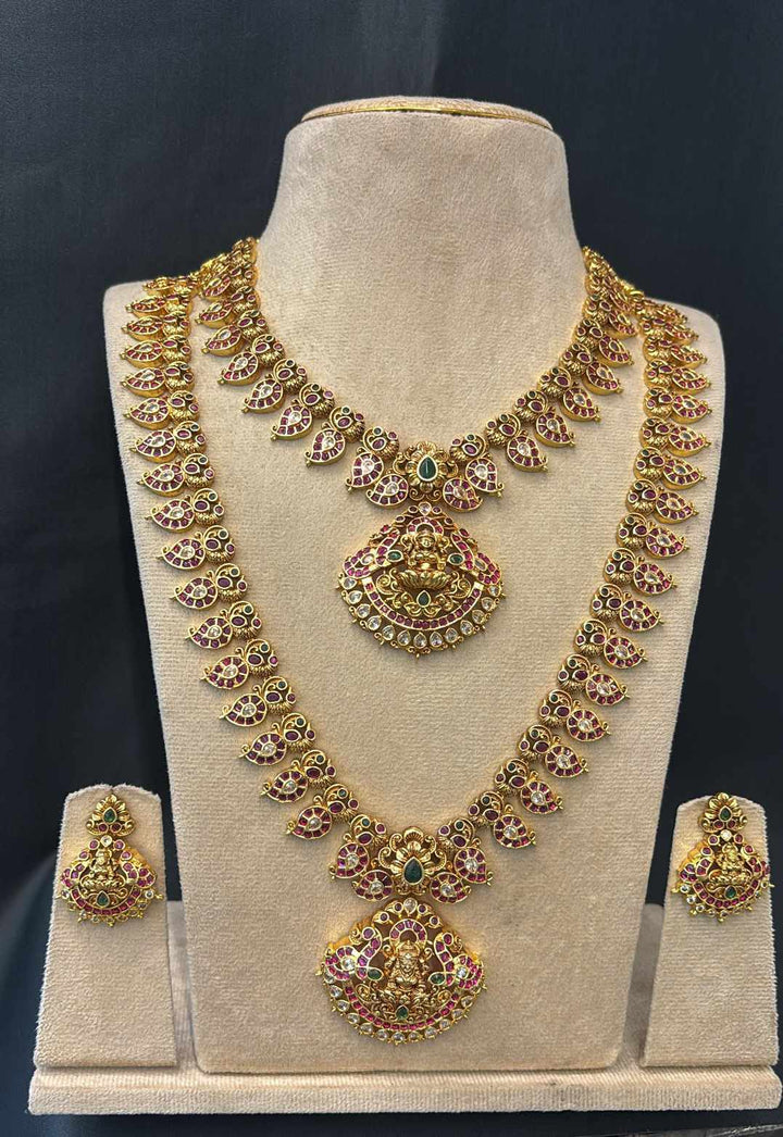 Kemp Stone Antique Finish Haram & Necklace Combo Set