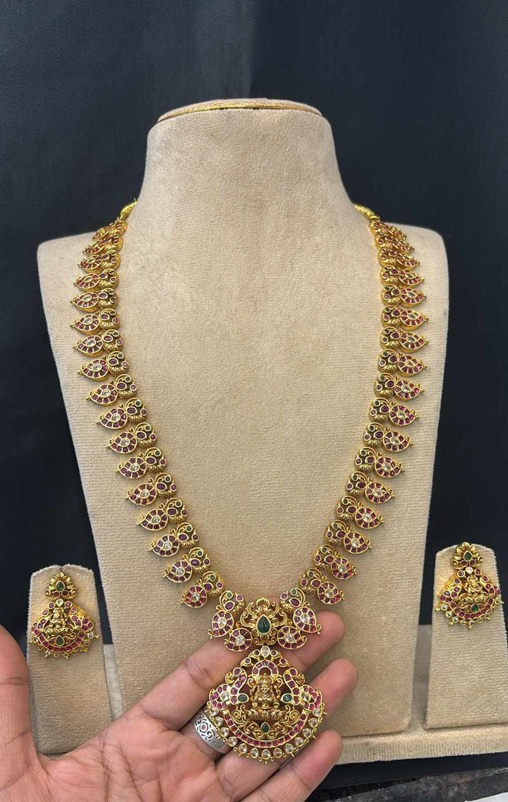 Kemp Stone Antique Finish Lakshmi Haram Set