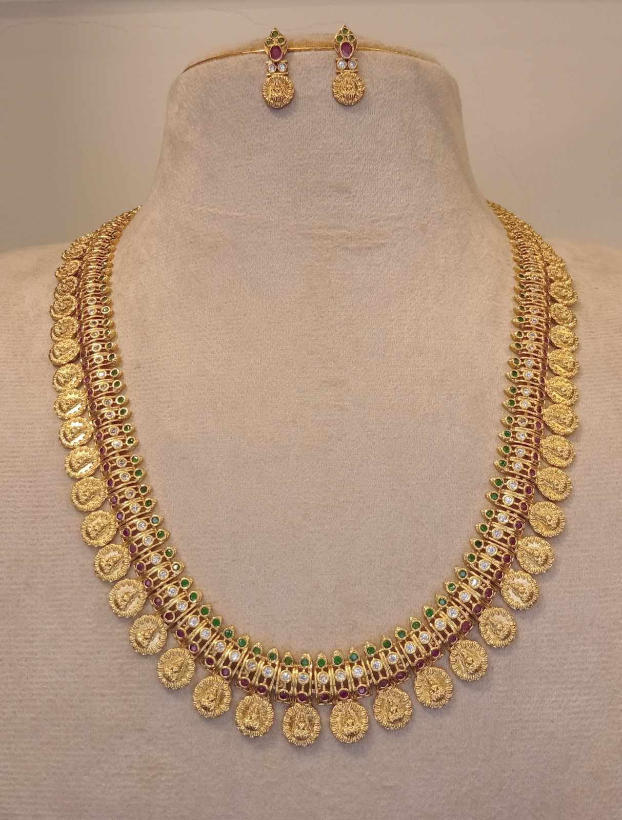 matt-finish-antique-lakshmi-coin-haram-set