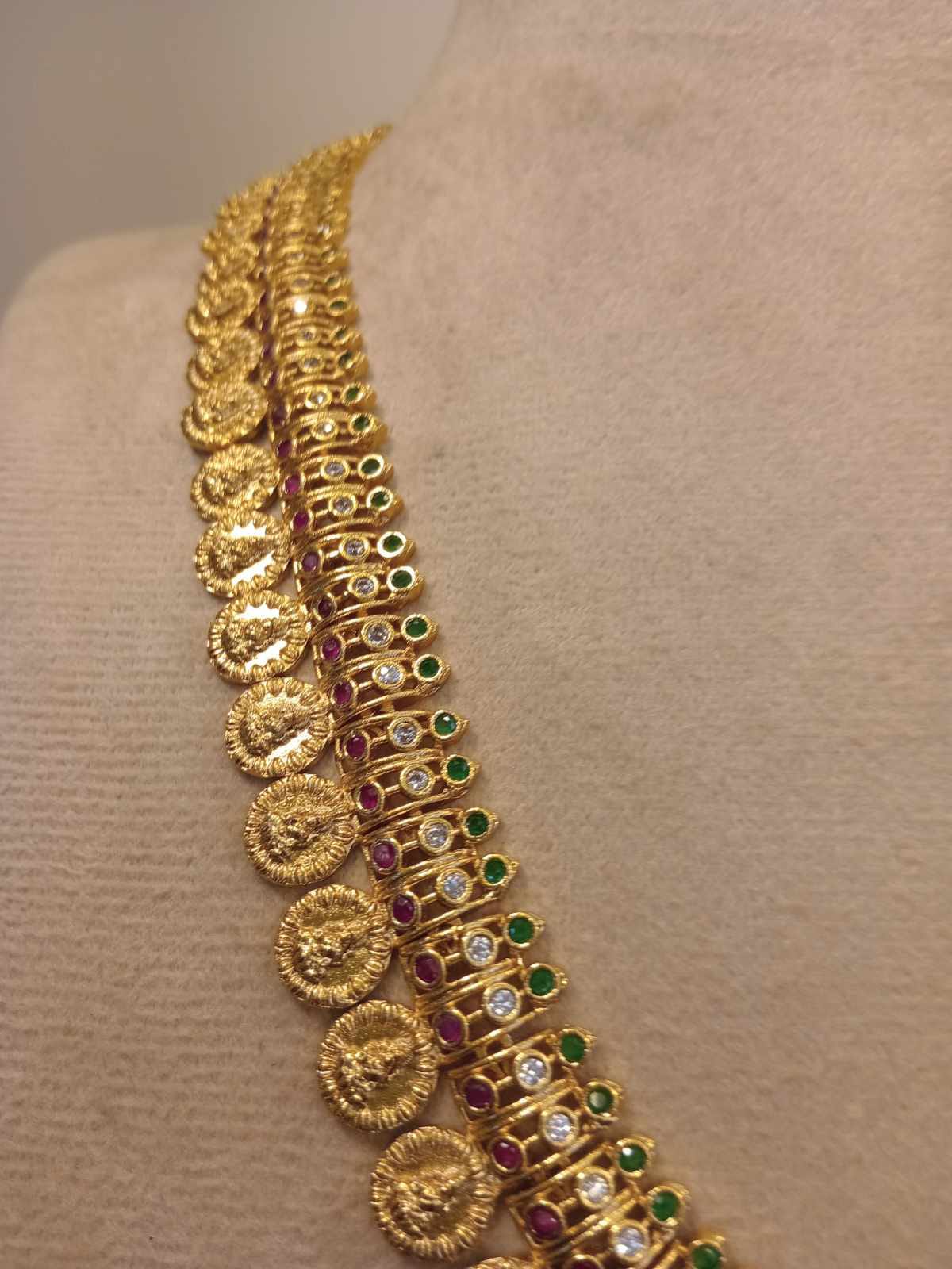 matt-finish-antique-lakshmi-coin-haram-set