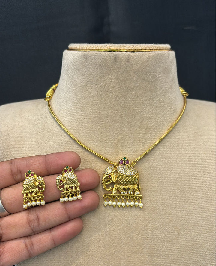 Elephant Dollar Necklace Chain Set