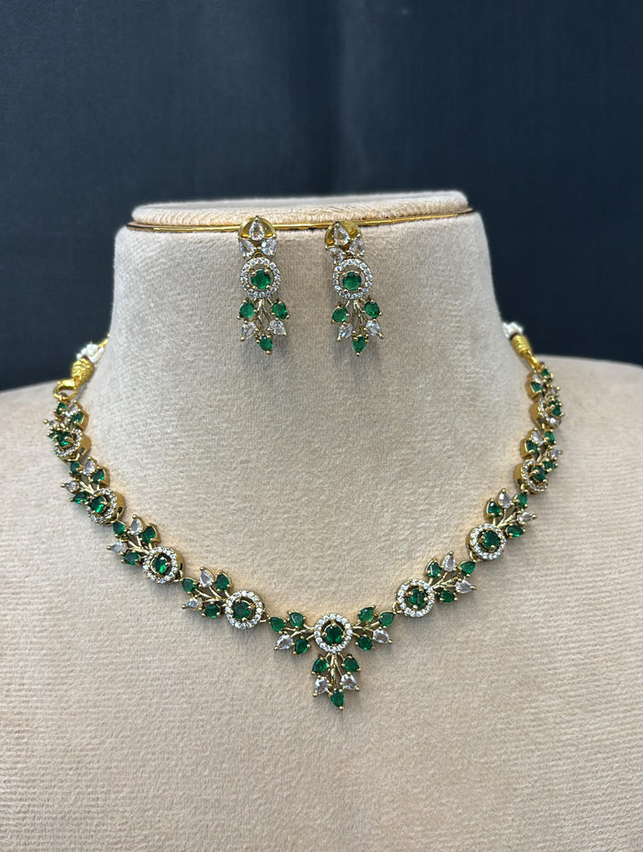 AD Stone Floral Design Necklace Set