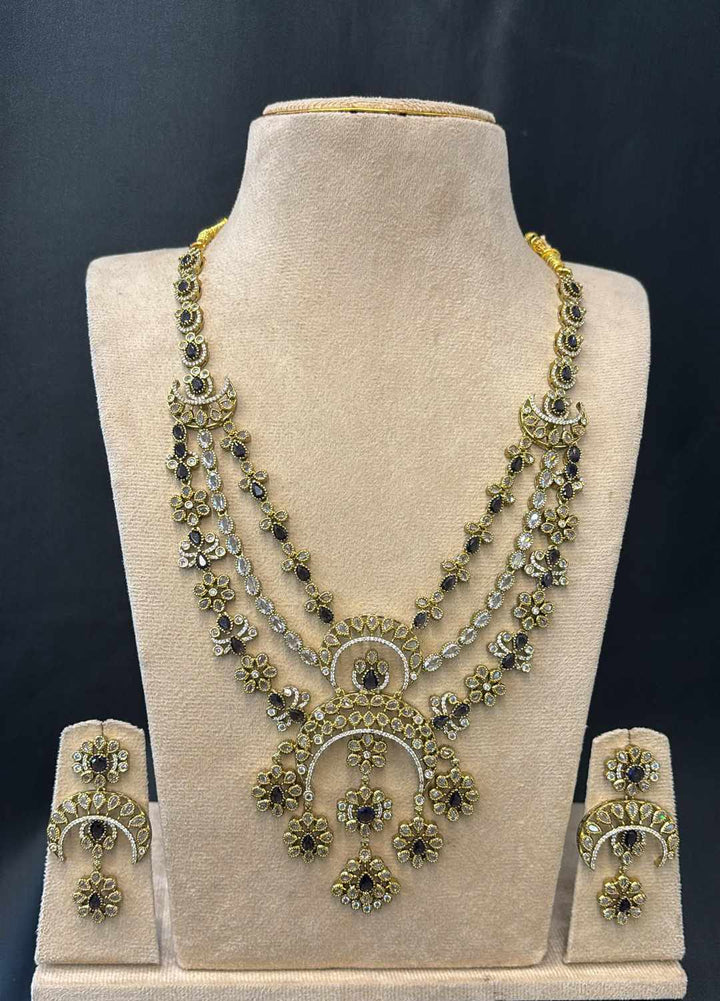 AD Stone Mehndi Polish Haram Set