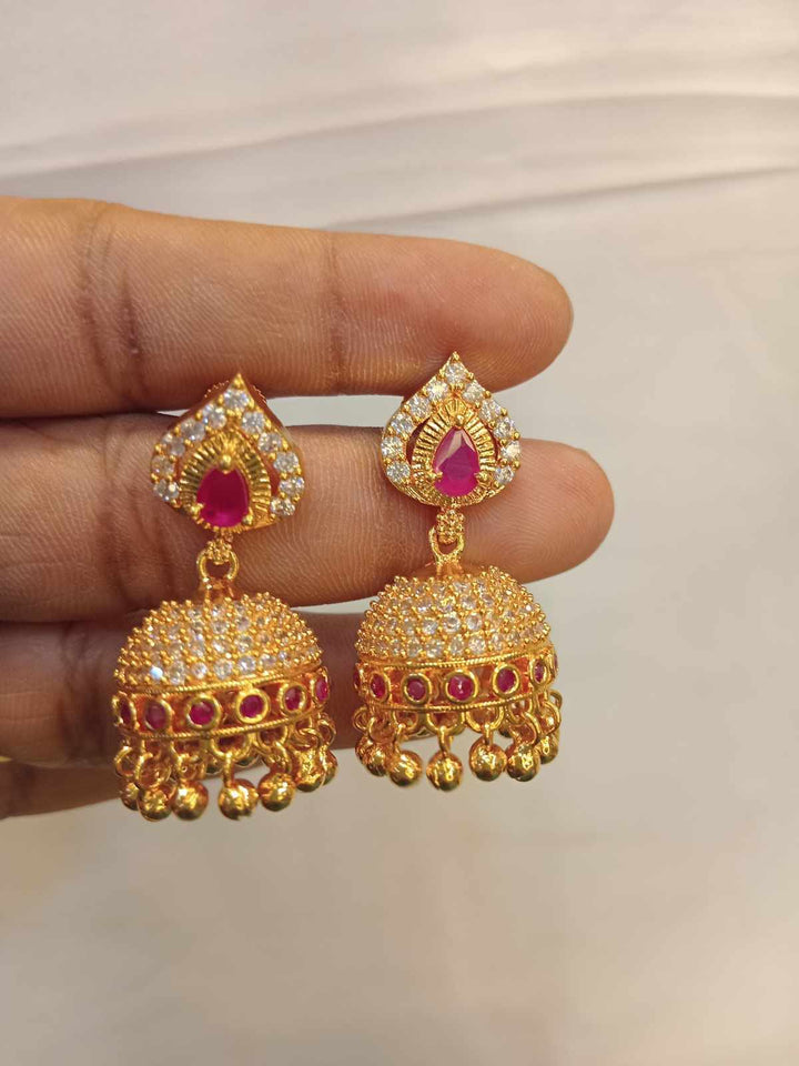 Gold Finish AD Stone Earrings