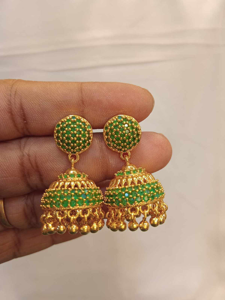 AD Stone Earrings Gold Finish