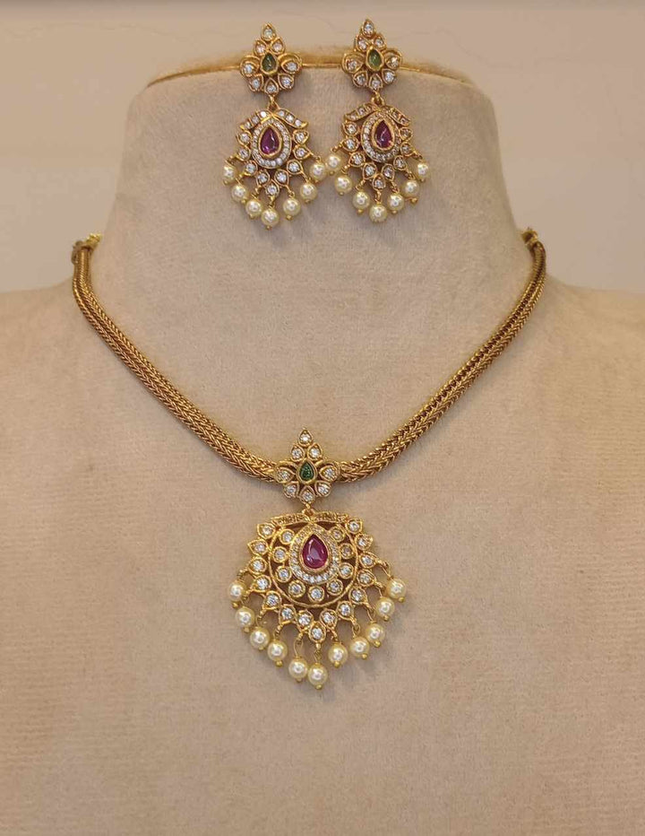 AD Stone Dollar Necklace Set