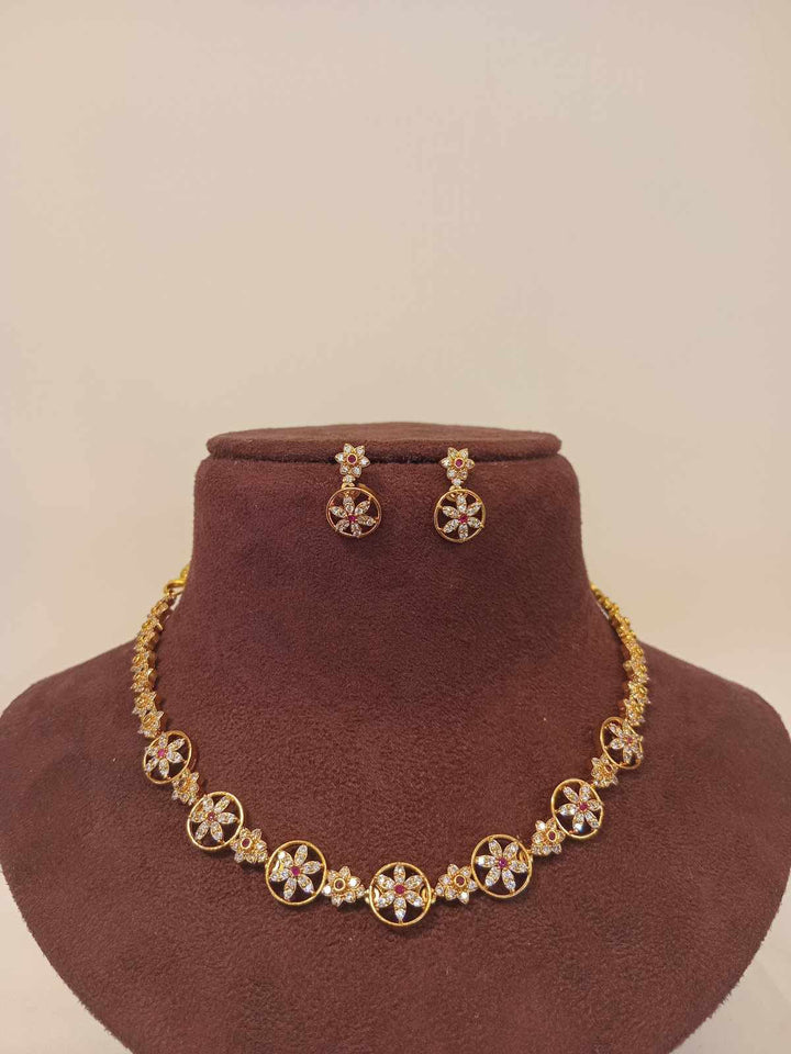 Matt Finish AD Stone Necklace Set