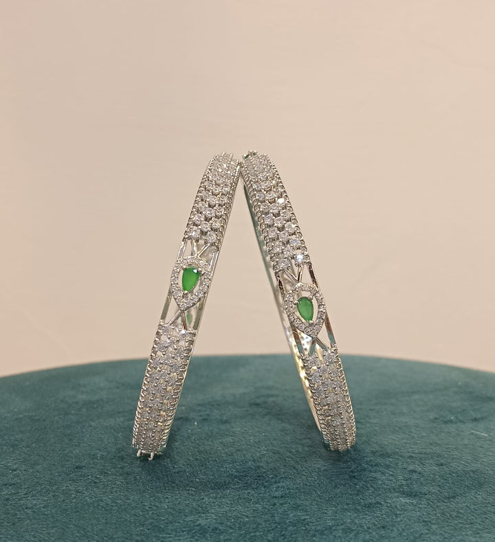 Silver Polish AD Stone Bangles
