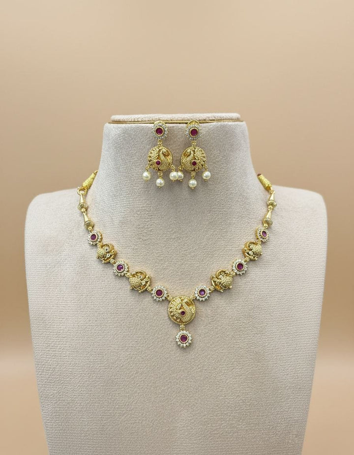 Matt finish Necklace with Ad stone
