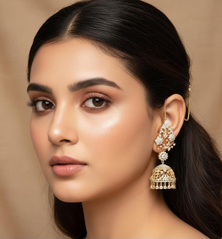 AD Stone GJ Polish Jhumka with Mattal