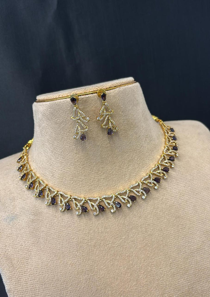 Matt Finish AD Stone Necklace Set