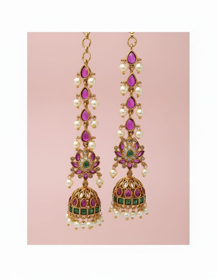 Kemp Stone Matt Finish Jhumka With Mattal