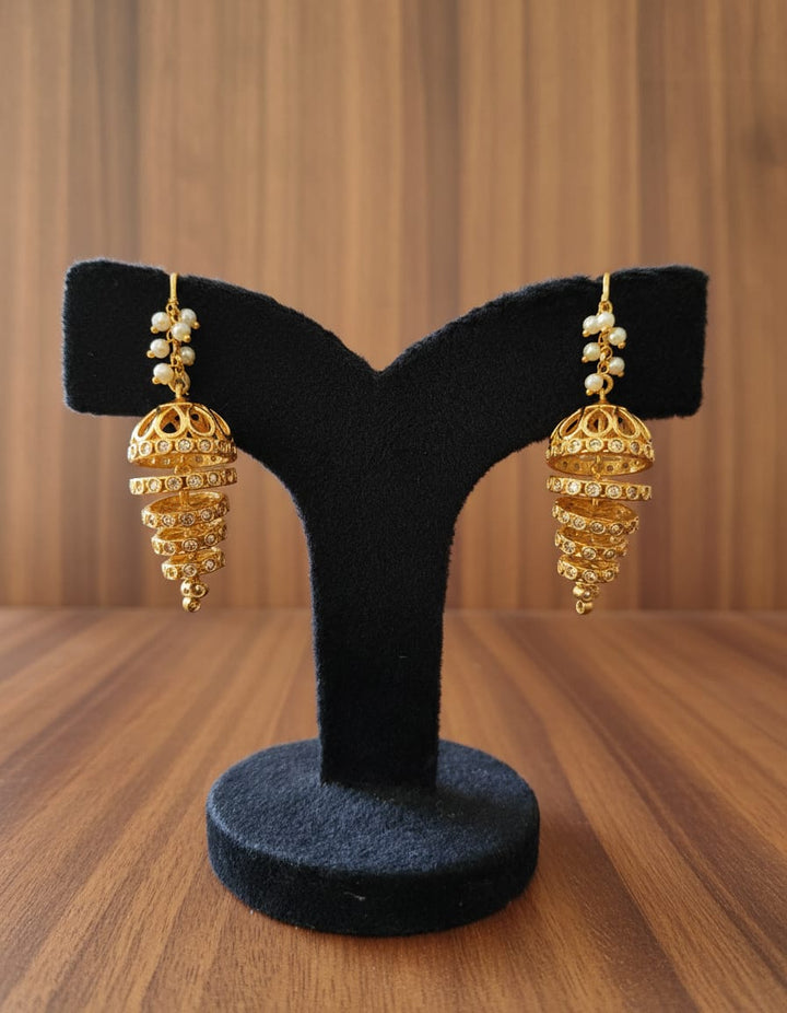 AD Stone Dangler Jhumka Earrings