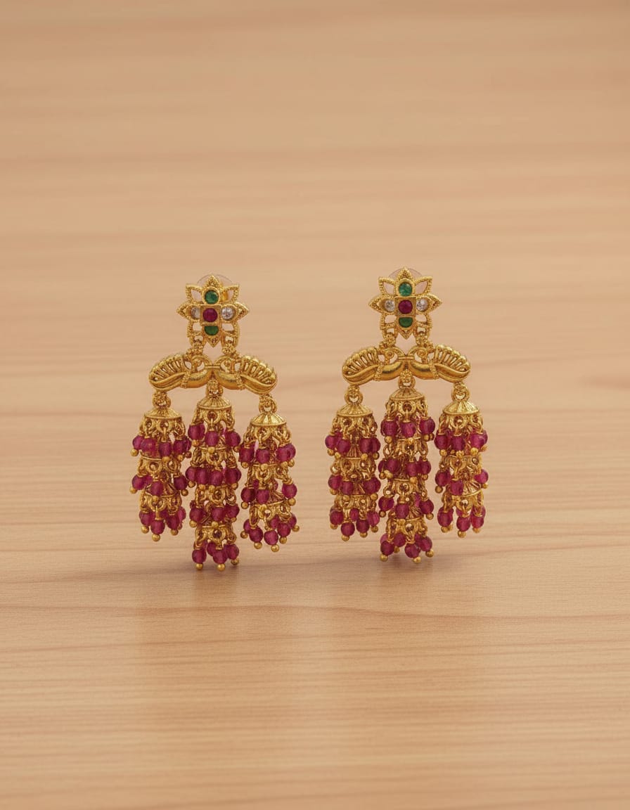 matt-finish-long-peacock-earrings
