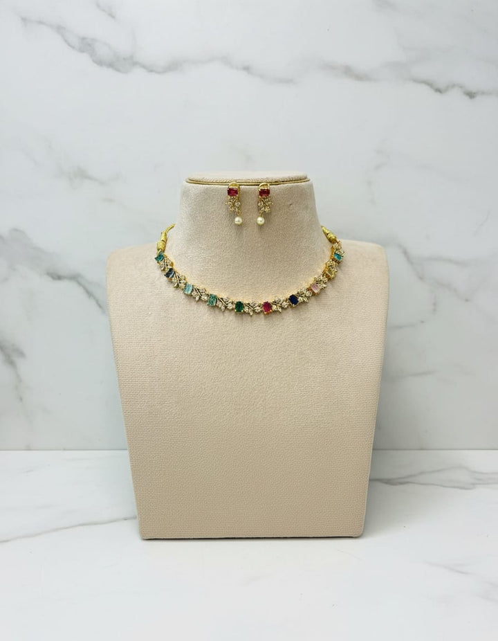 AD Stone Multi Colour Necklace Set