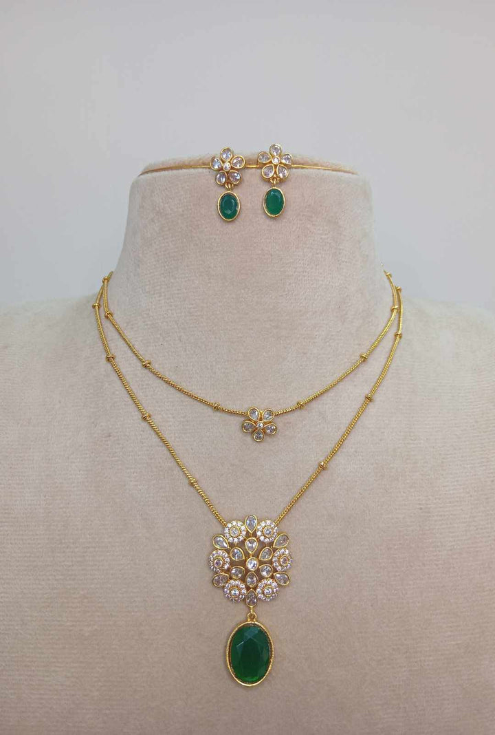 AD Stone 2 Layer Necklace Set