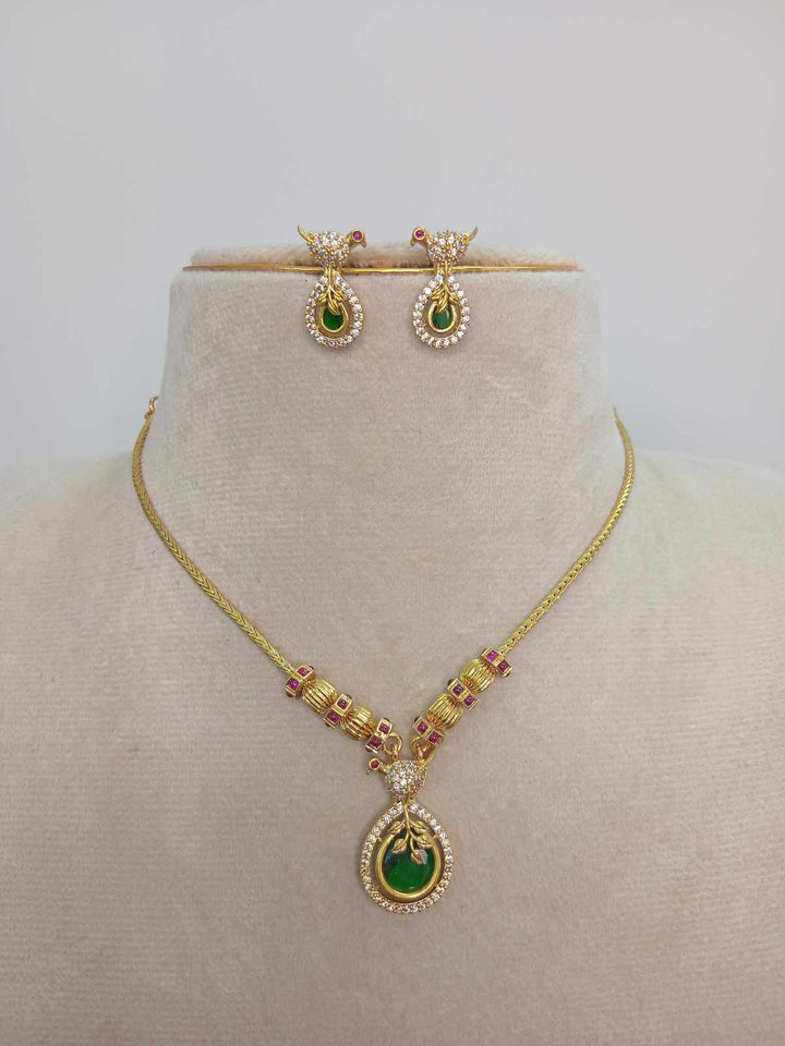 AD Stone Parrot Design Necklace Set