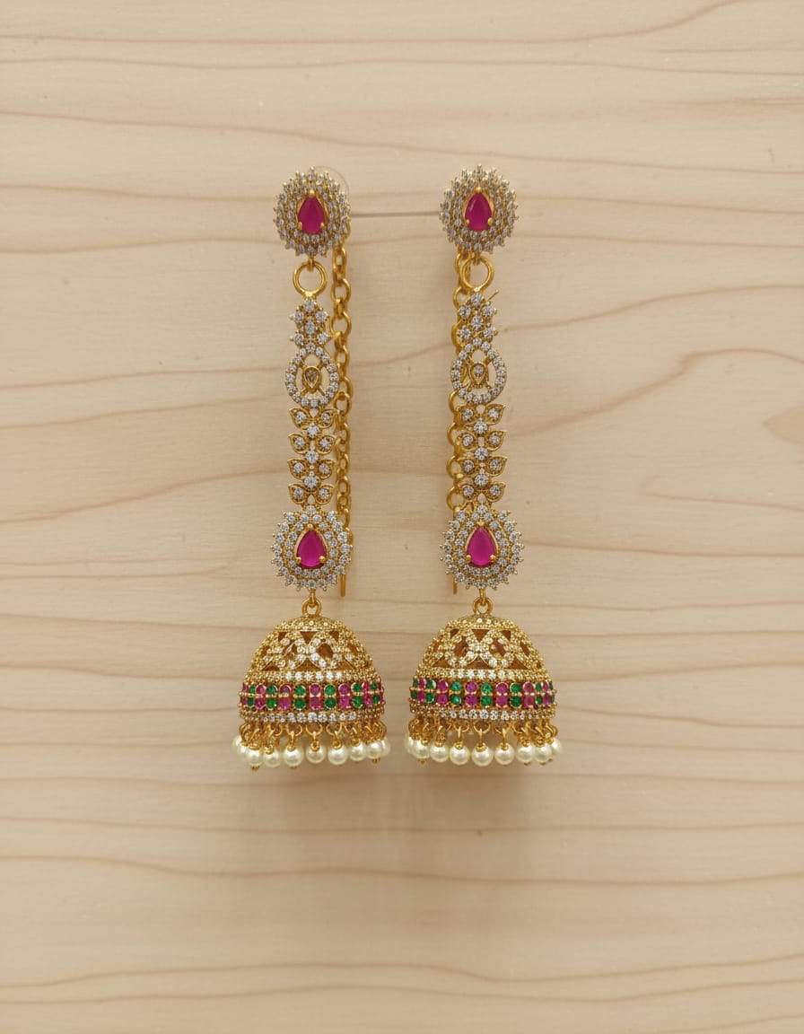 matt-finish-ad-stone-jhumka-with-mattal-earrings