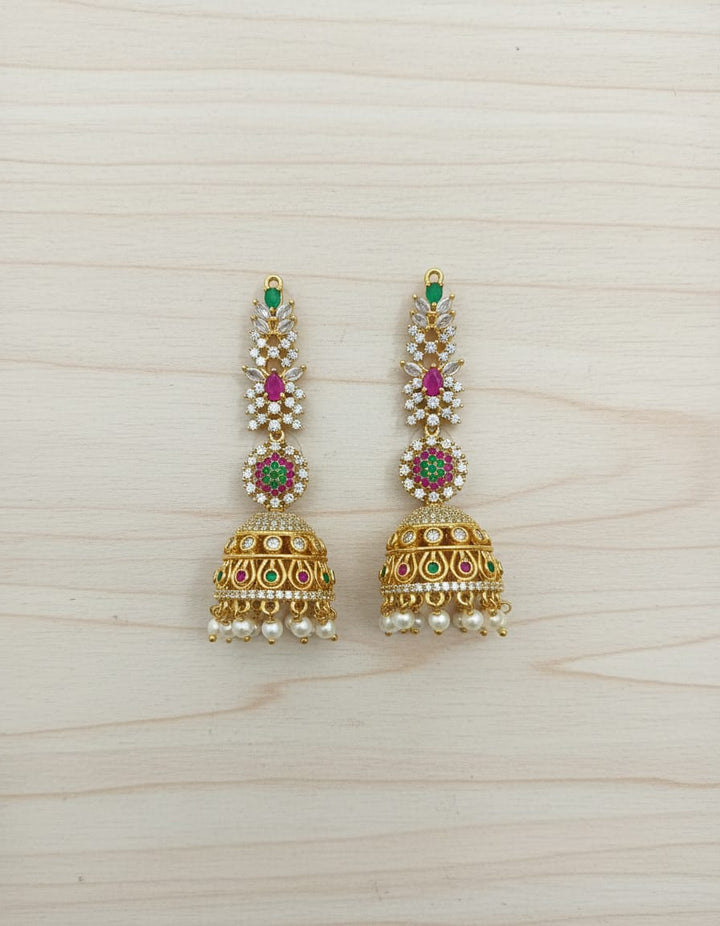 Matt Finish AD Stone Jhumka With Mattal
