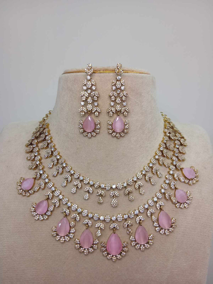 Mehndi Polish AD Stone Necklace Set