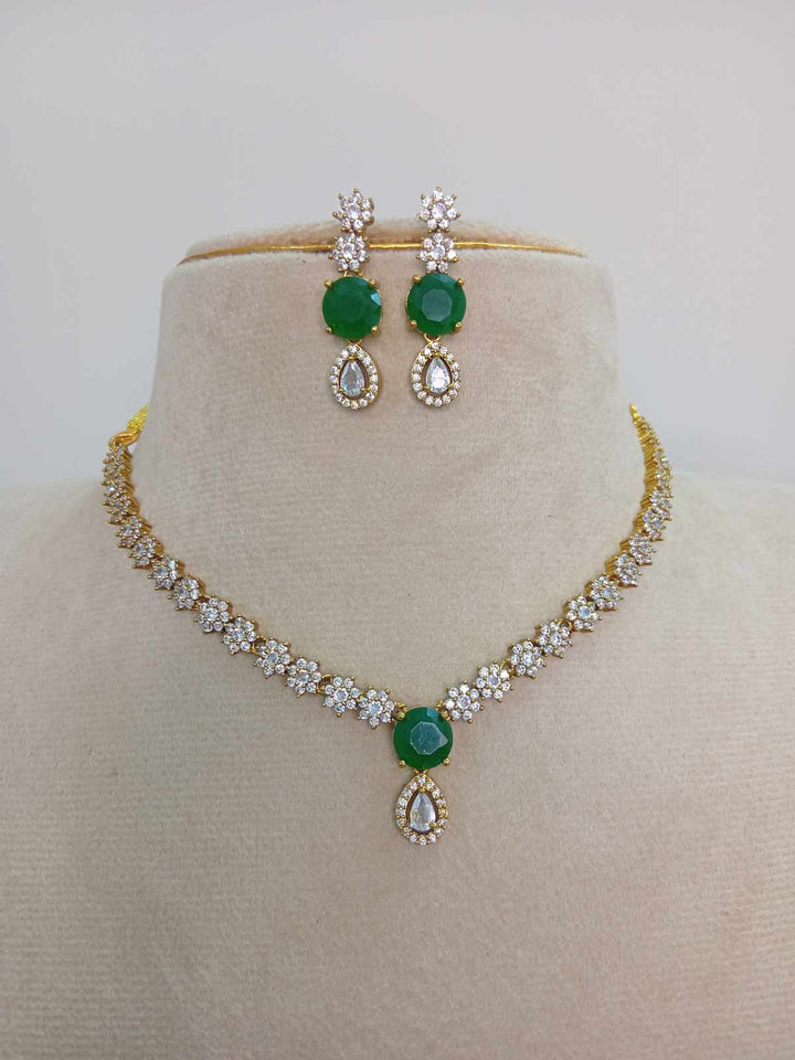 Gold Finish AD Stone Necklace Set