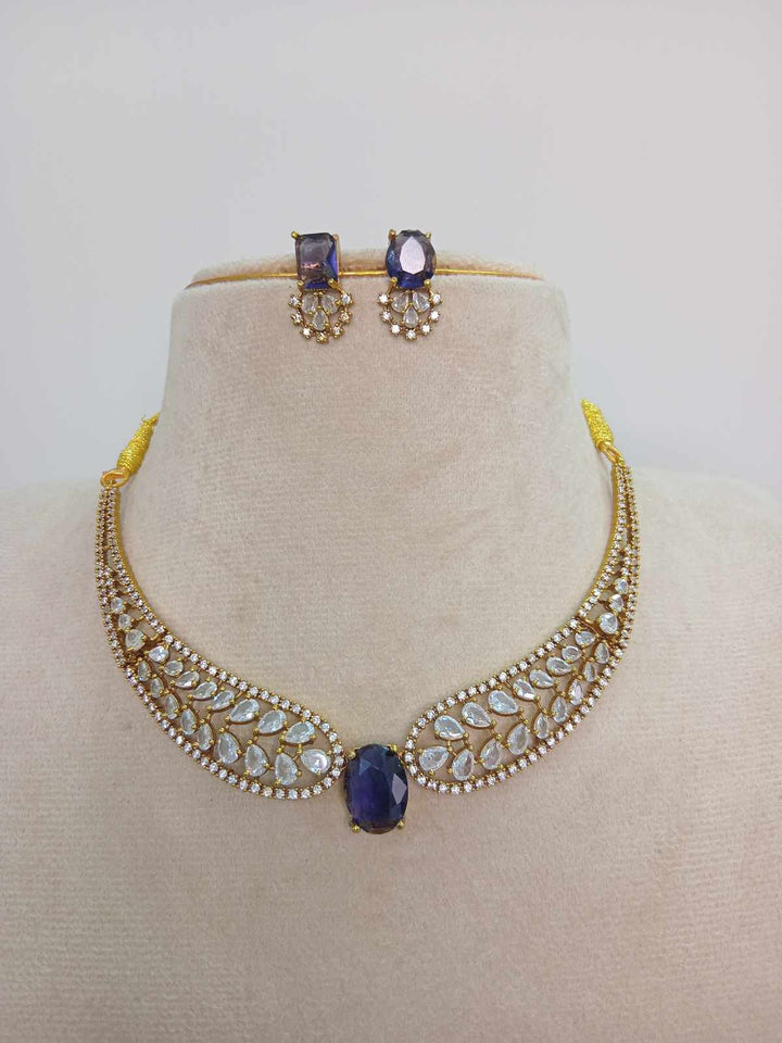 Mehndi Polish AD Stone Necklace Set