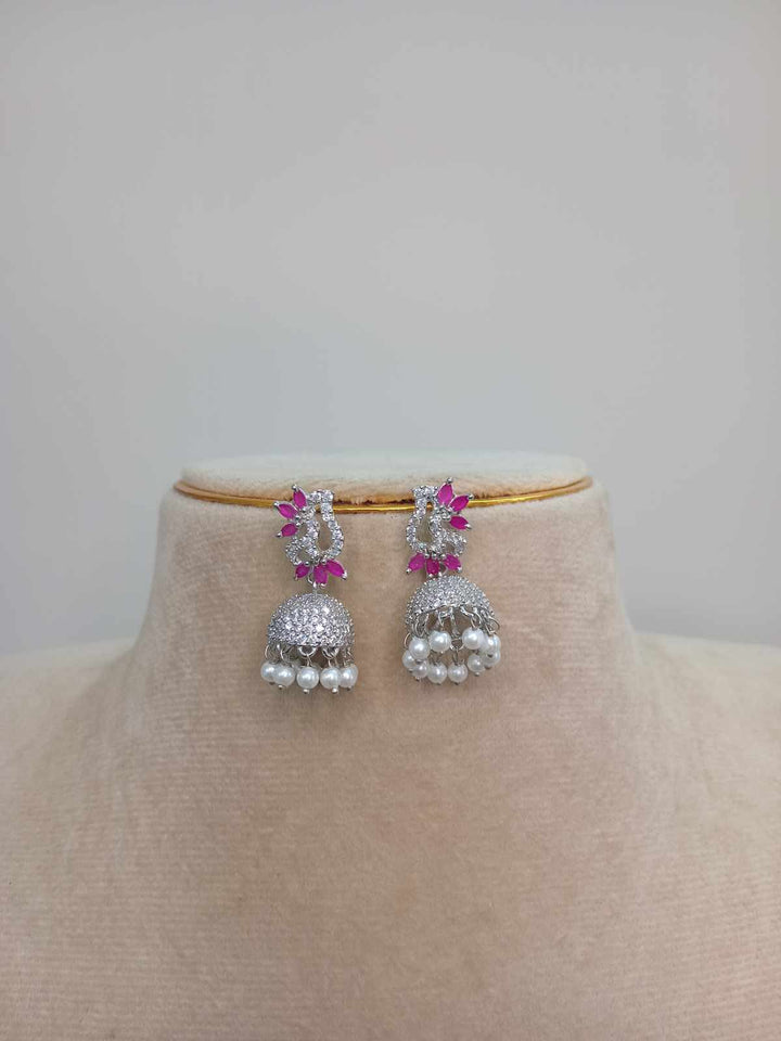 AD Stone Silver Polish Earrings