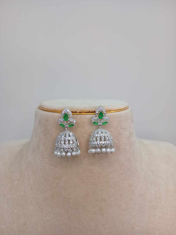 AD Stone Silver Polish Earrings