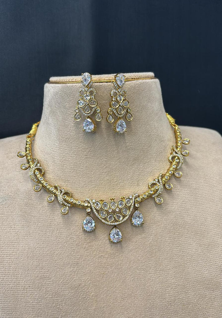 AD Stone Matt Finish Necklace Set
