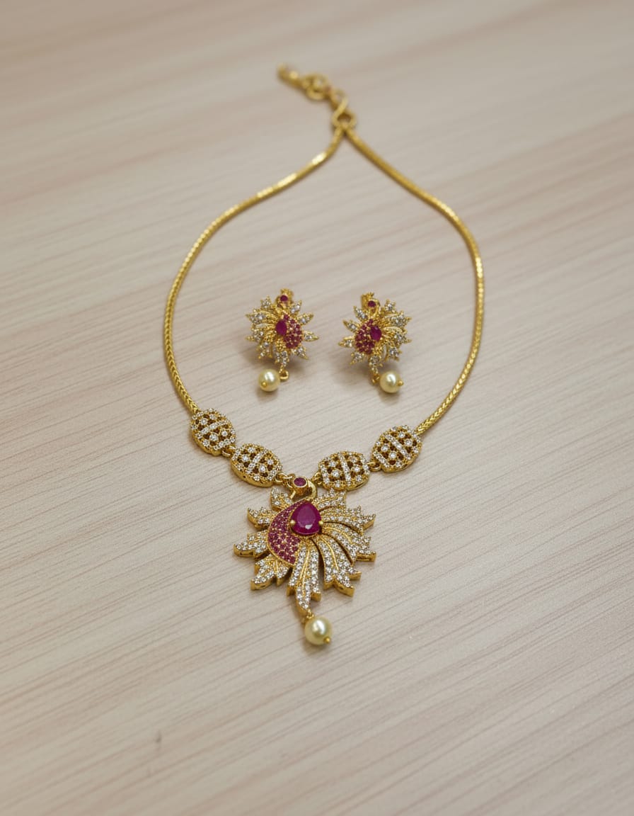 gold-finish-adstone-with-ruby-short-chain