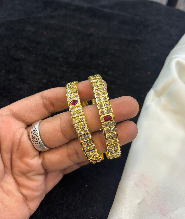 Gold Polish AD Stone Bangles