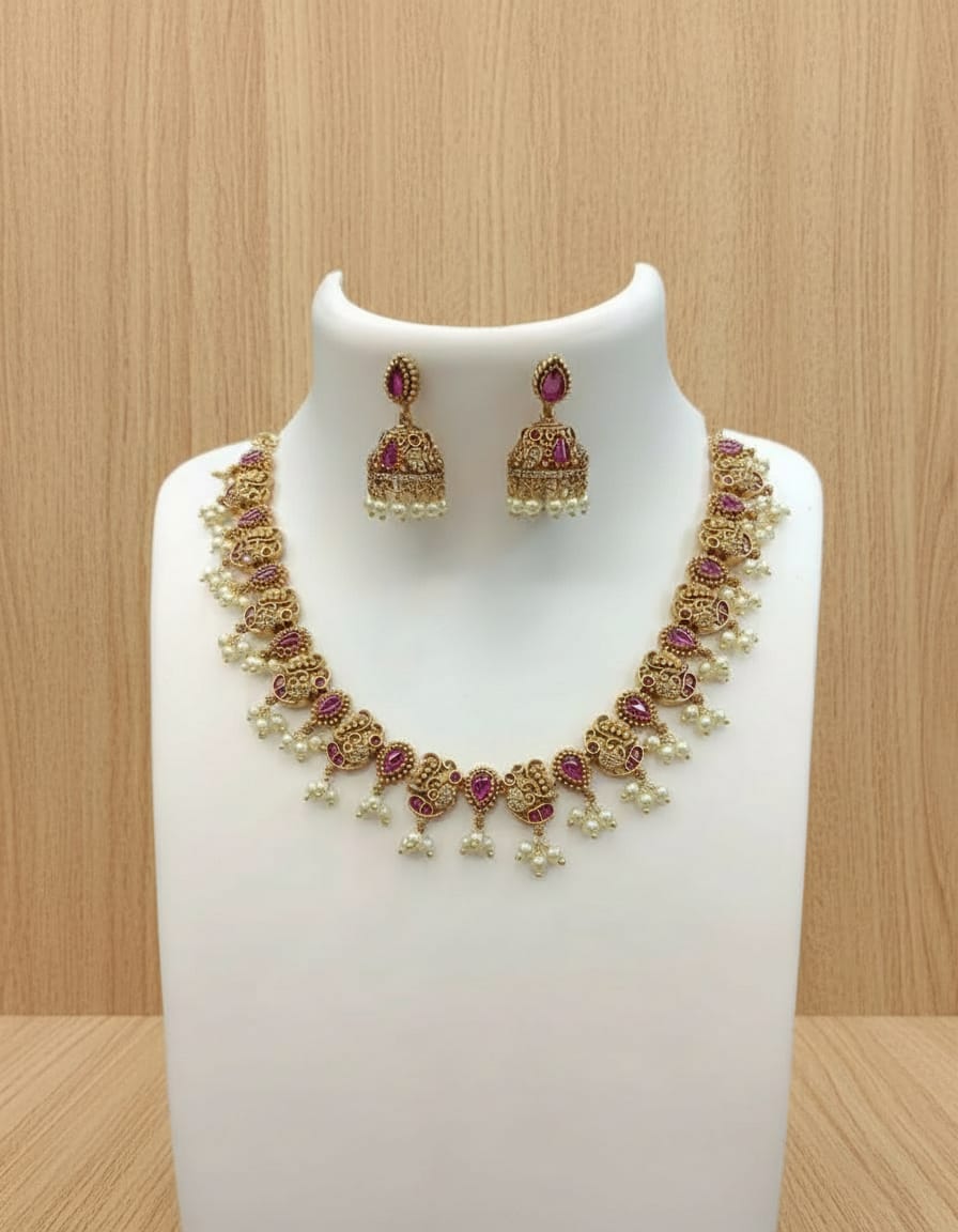 antique-finish-ad-stone-necklace-set