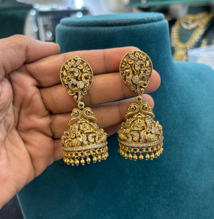 Antique Finish Big Jhumka Earrings