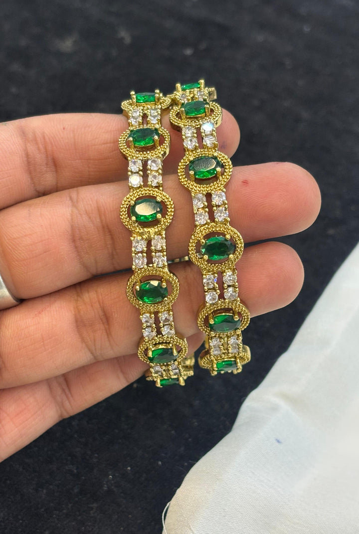 Gold Polish AD Stone Bangles