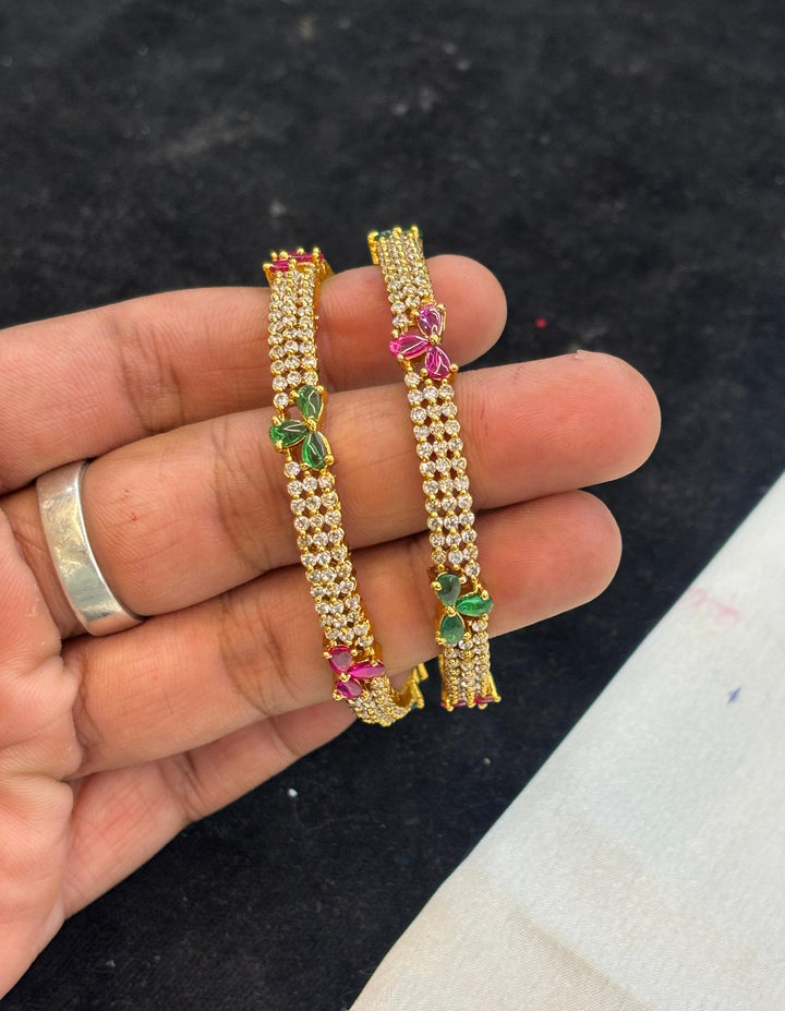 Gold Polish AD Stone Bangles