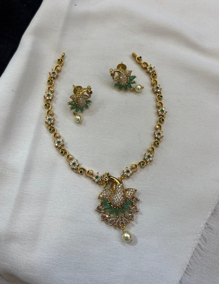 Adstone with Ruby and Emarald stone necklace set