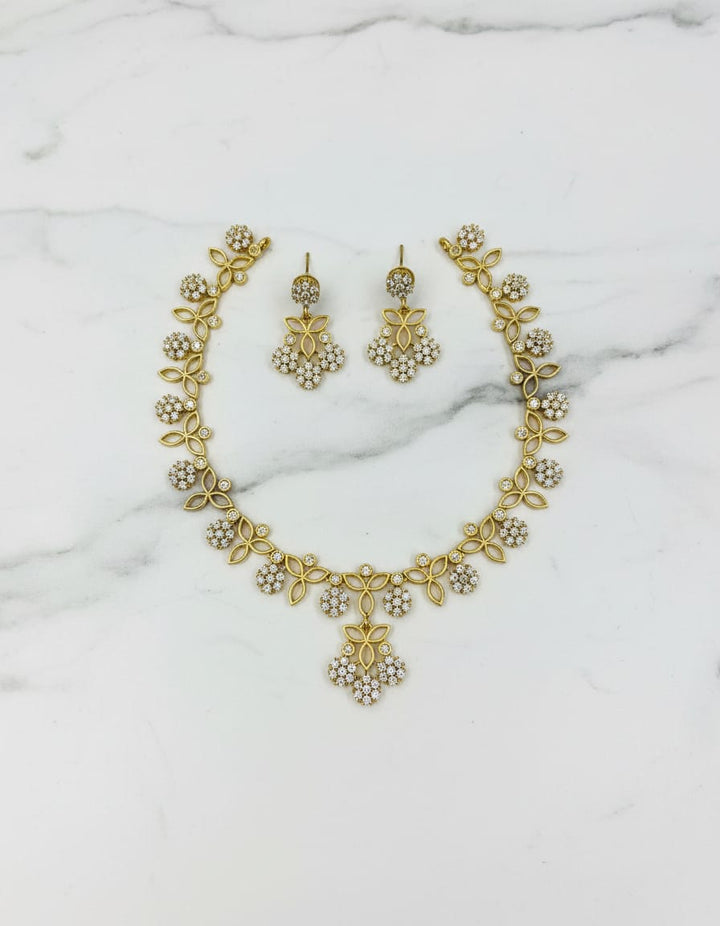 AD Stone Gold Polish Necklace Set