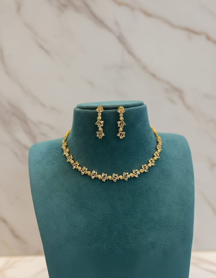 Gold Polish AD Stone Necklace Set