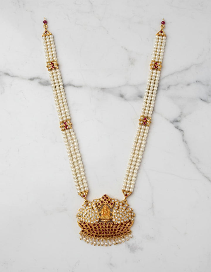 Hamsa Lakshmi Pendant Pearl Haram