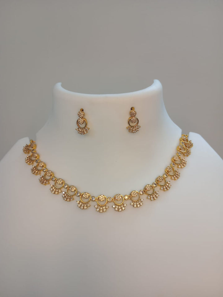 AD Stone Gold Finish Necklace Set