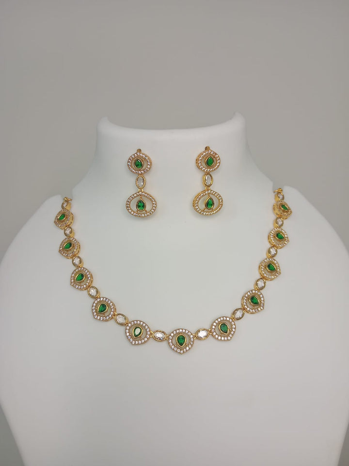 Gold Finish AD Stone Necklace Set