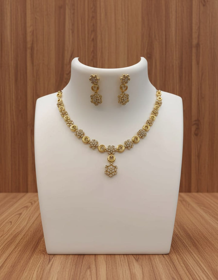 Gold Finish AD Stone Necklace Set