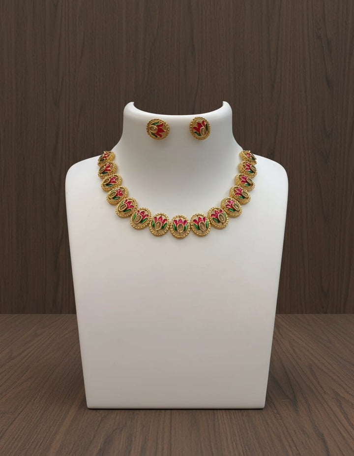 Gold Finish AD Stone Necklace Set