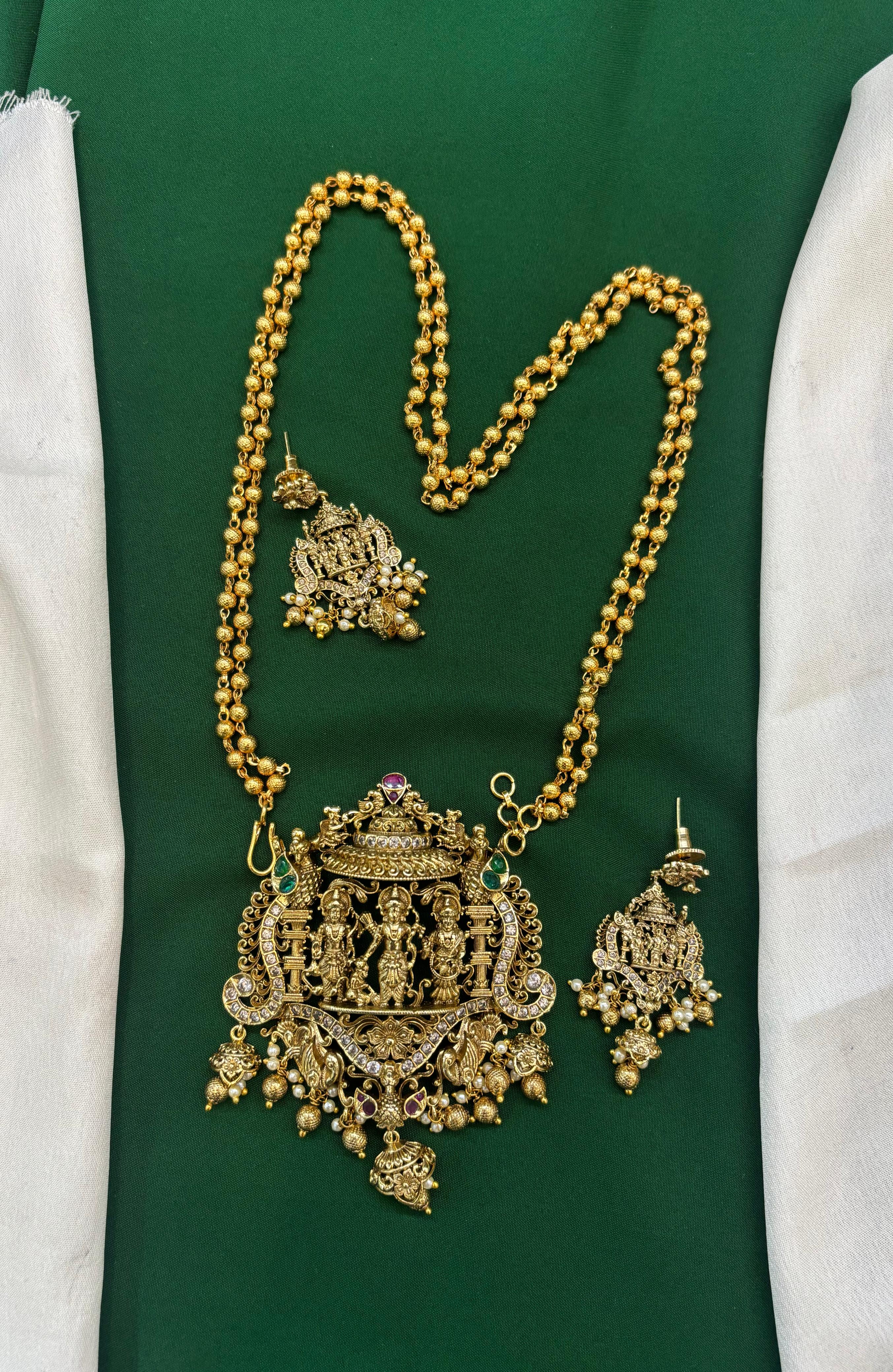 antique-seetha-ramar-pendant-mid-haram-double-chain-set