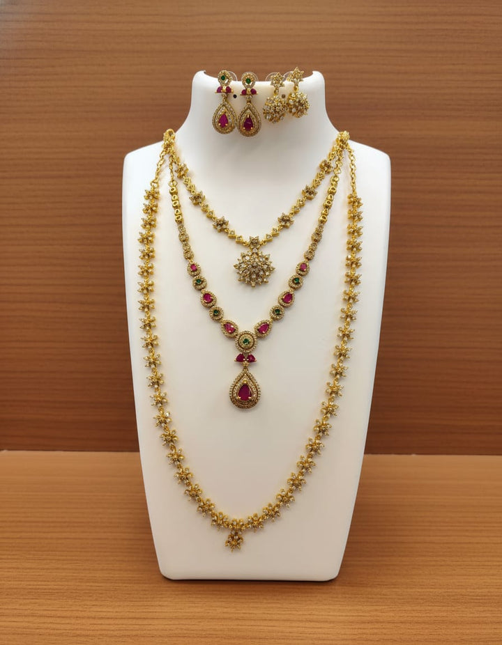 Gold Finish AD Stone Combo Set