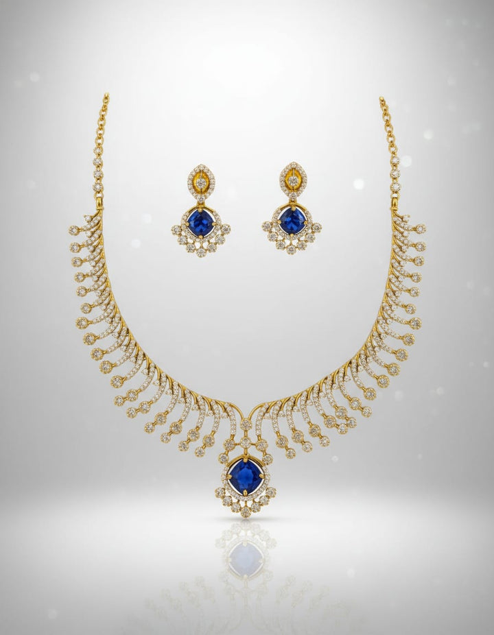 Gold Finish AD Stone Necklace Set